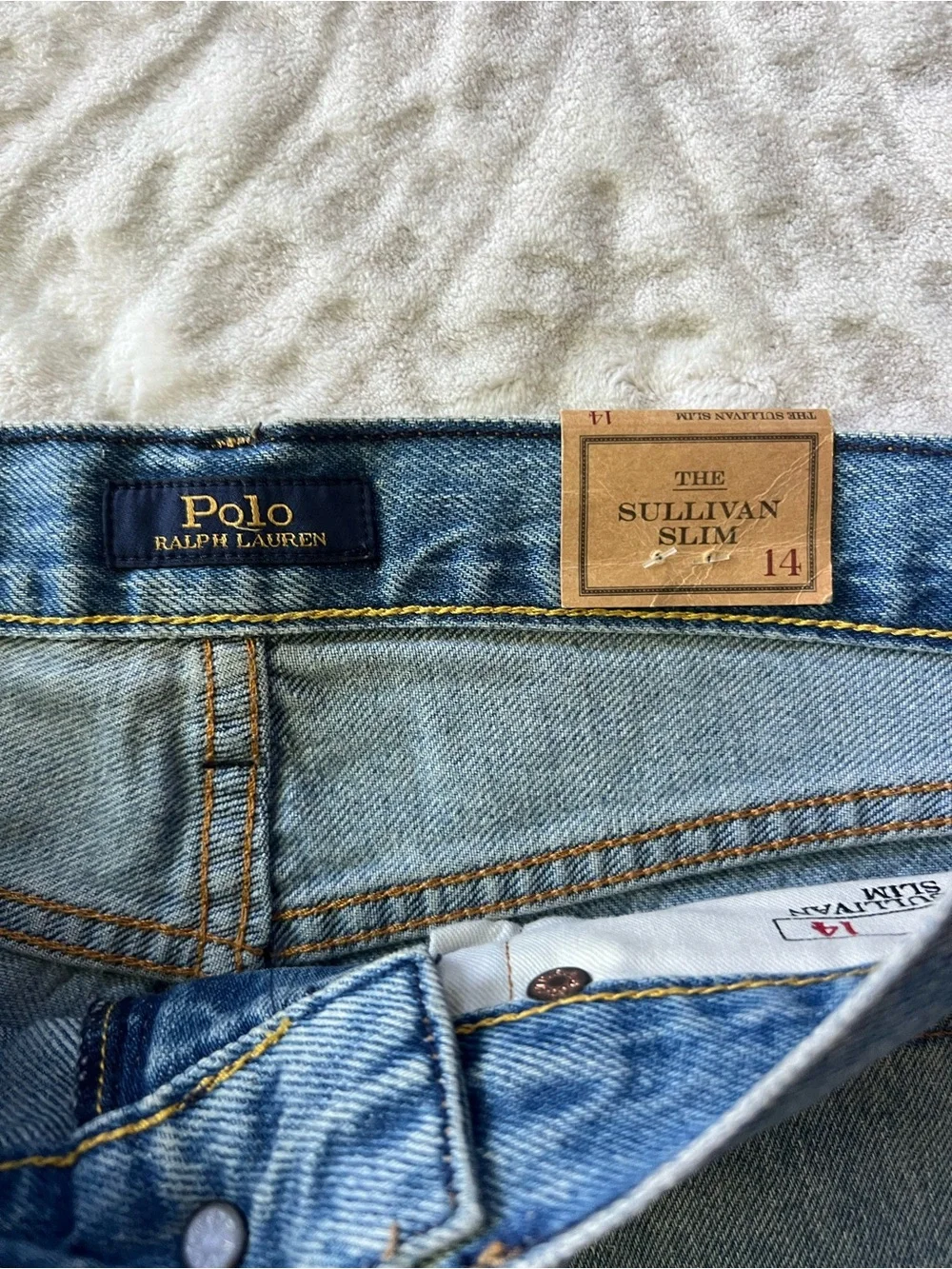 NWT Polo by Ralph Lauren Sullivan Slim Light Wash Denim Boy’s Shorts | Size 14